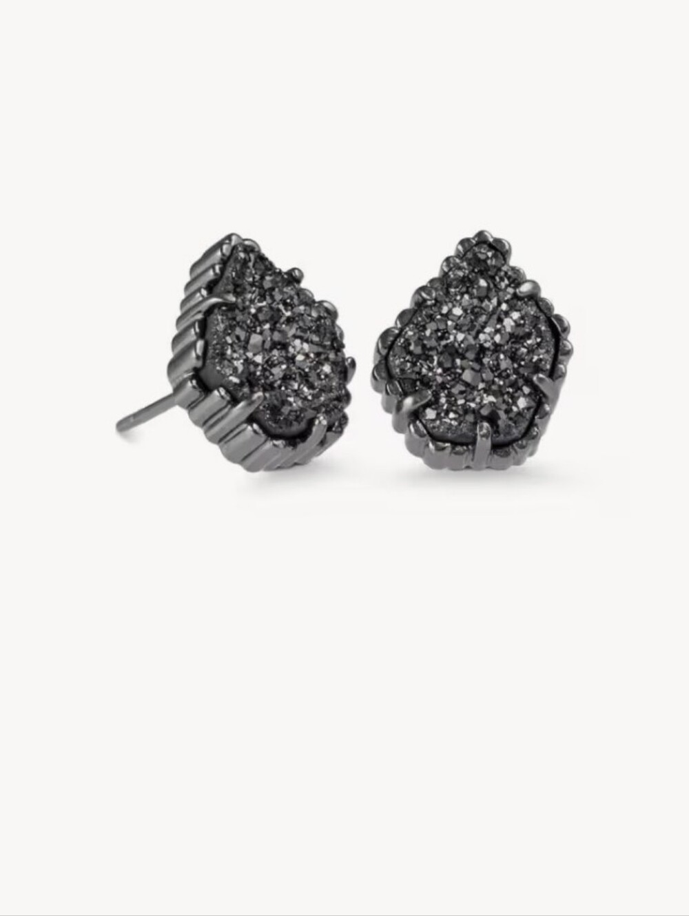 Kendraโ Scott Tessa Stud Earrings Black Drusy Gunmetal Teardrop Studs New